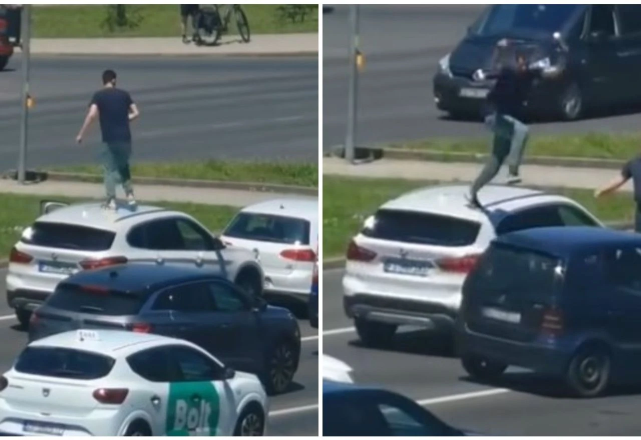 VIDEO | Muškarac u Zagrebu skakao po automobilima na raskrižju