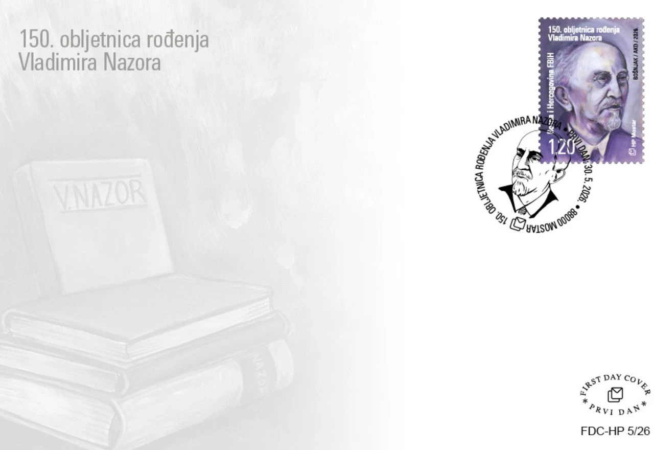 HP Mostar prigodnom markom obilježila 150. obljetnicu rođenja Vladimira Nazora