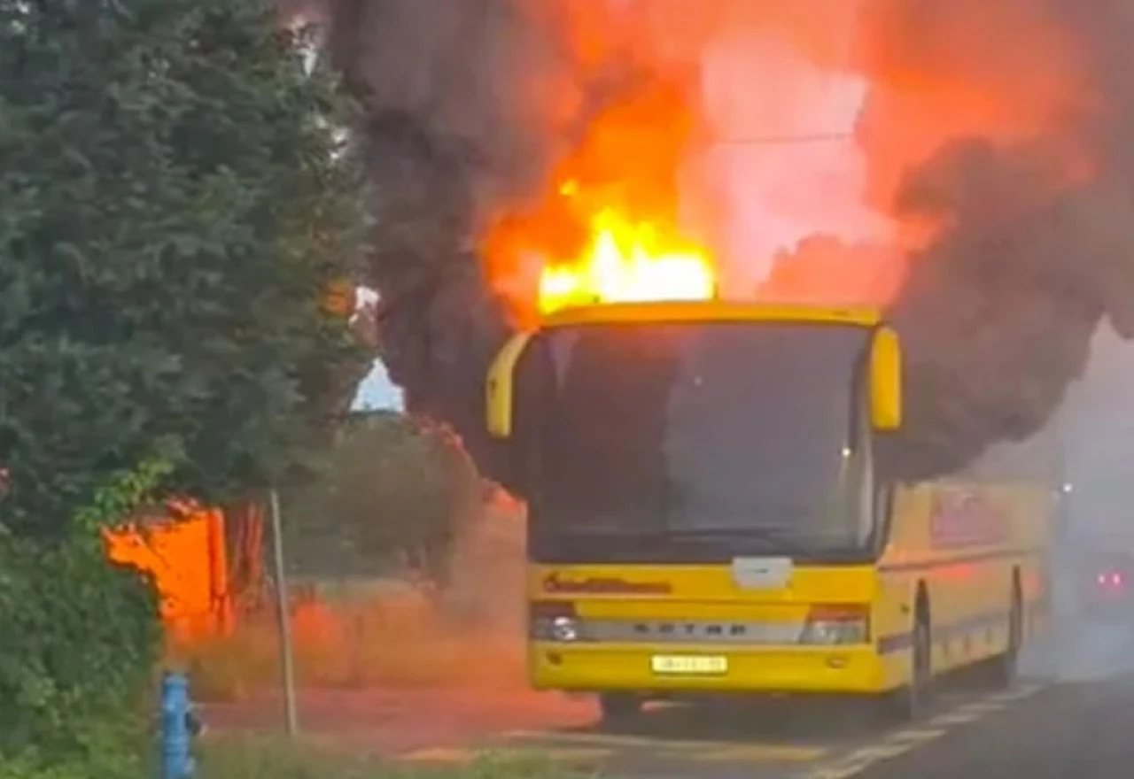 Vatra progutala autobus kod Bjelovara, vozač na vrijeme pobjegao