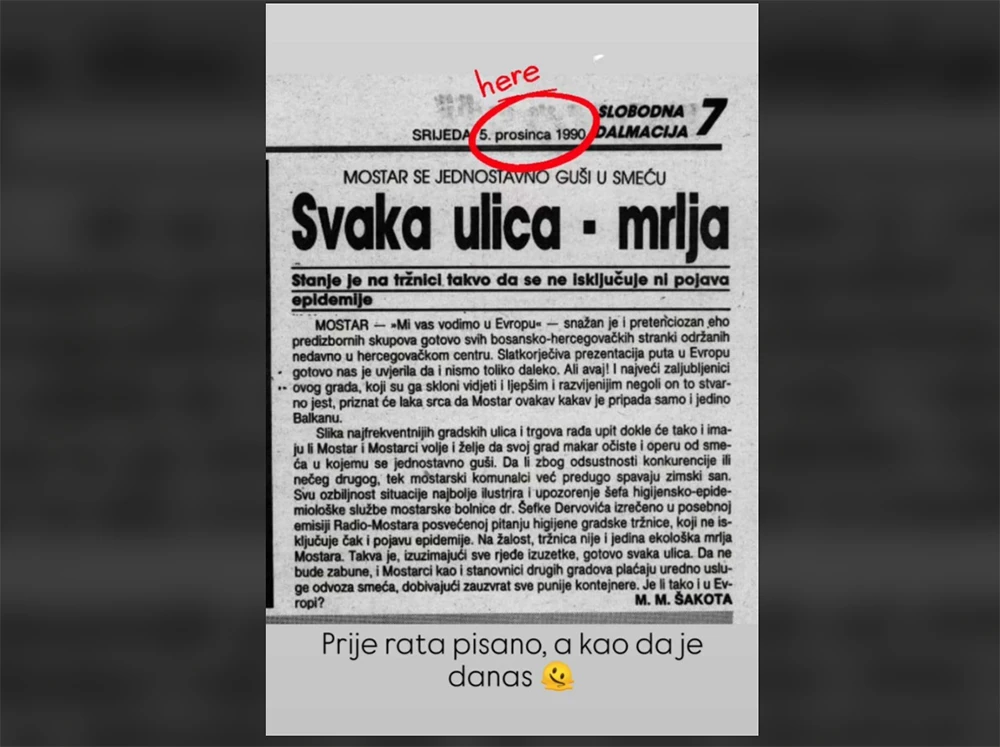 Mostar je smrdio i 1990. godine
