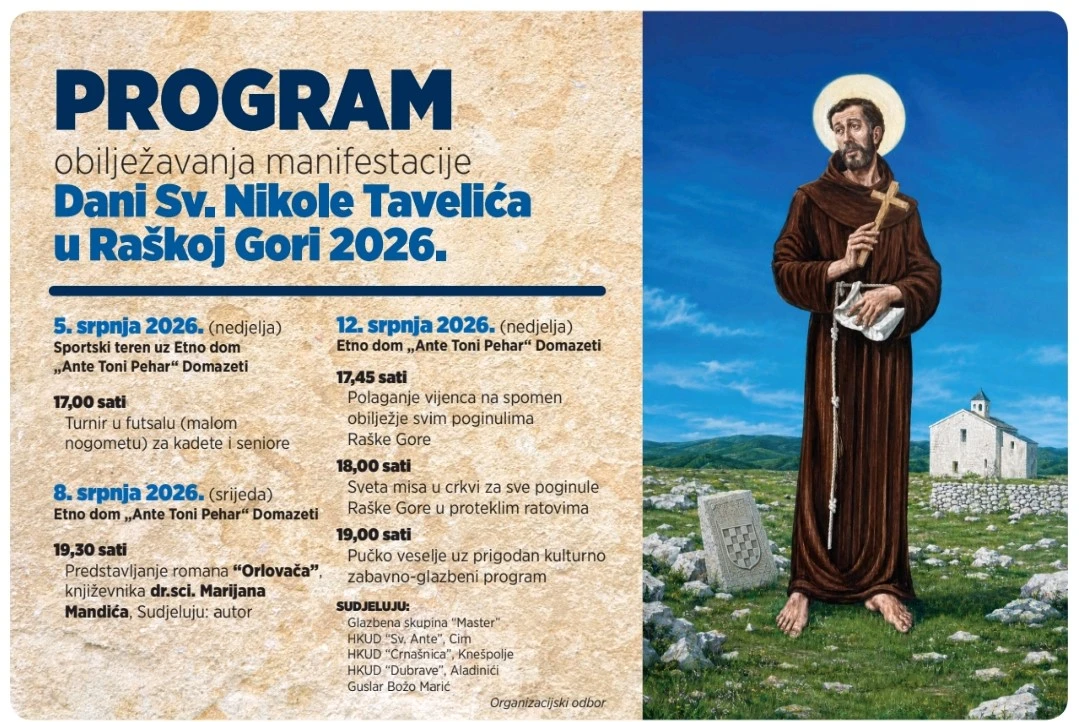 Dani sv. Nikole Tavelića u Raškoj Gori od 5. do 12. srpnja