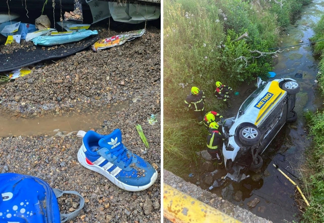 Trudnica i dijete ozlijeđeni u nesreći, automobil završio u potoku