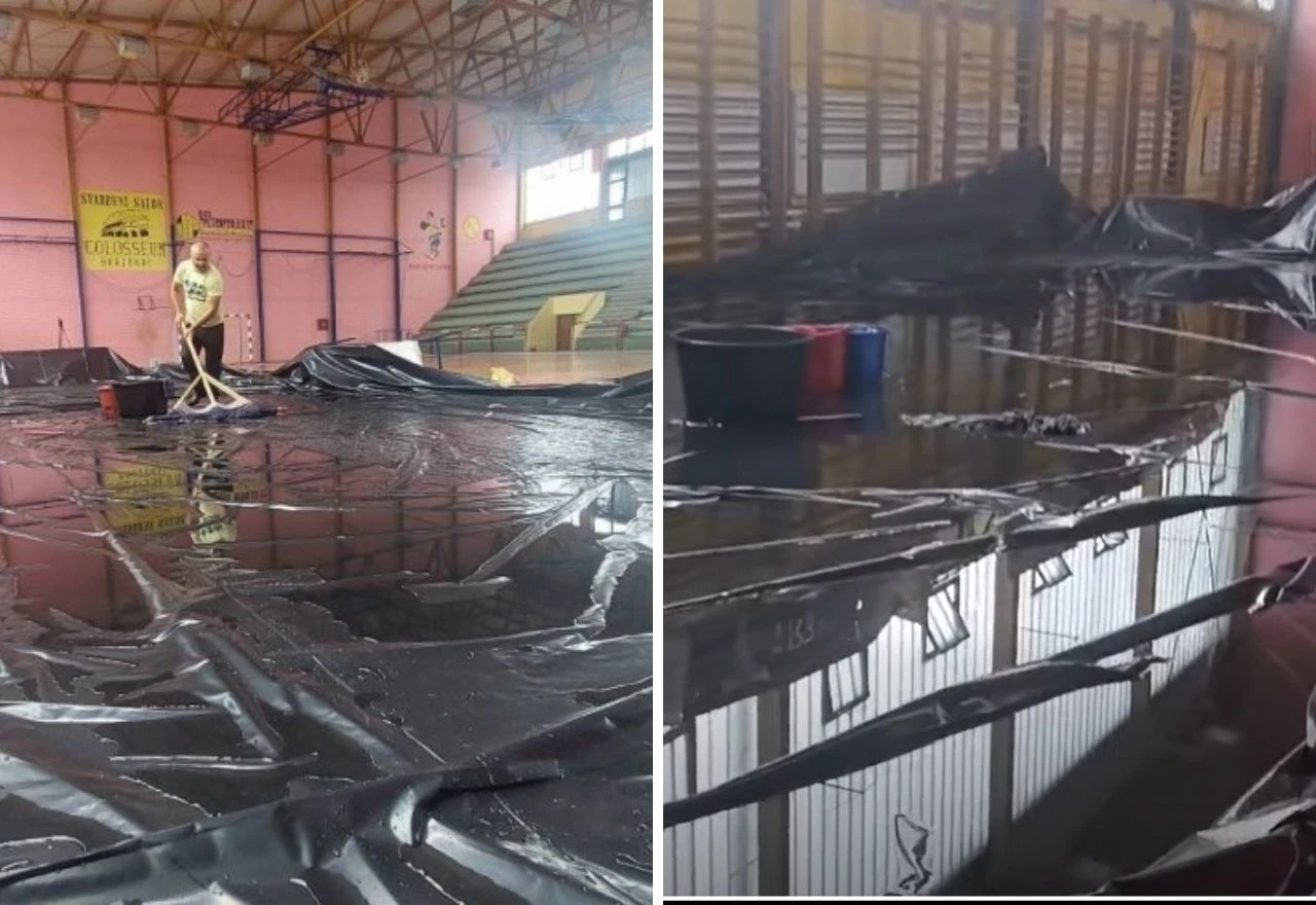 Kiša poplavila sportsku dvoranu, radnici kantama izbacivali vodu