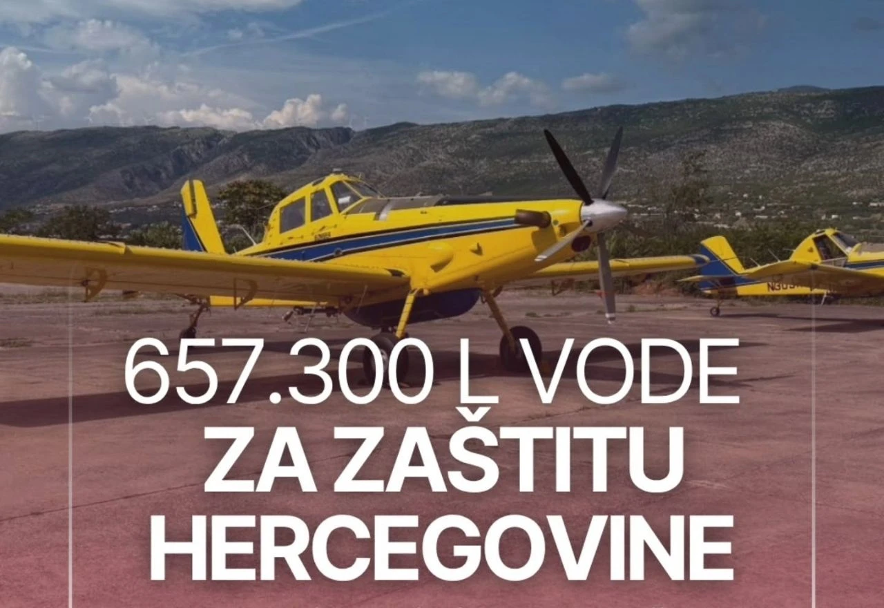 Zračna luka Mostar objavila brojke: Air tractori u mjesec dana izbacili više od 657.000 litara vode