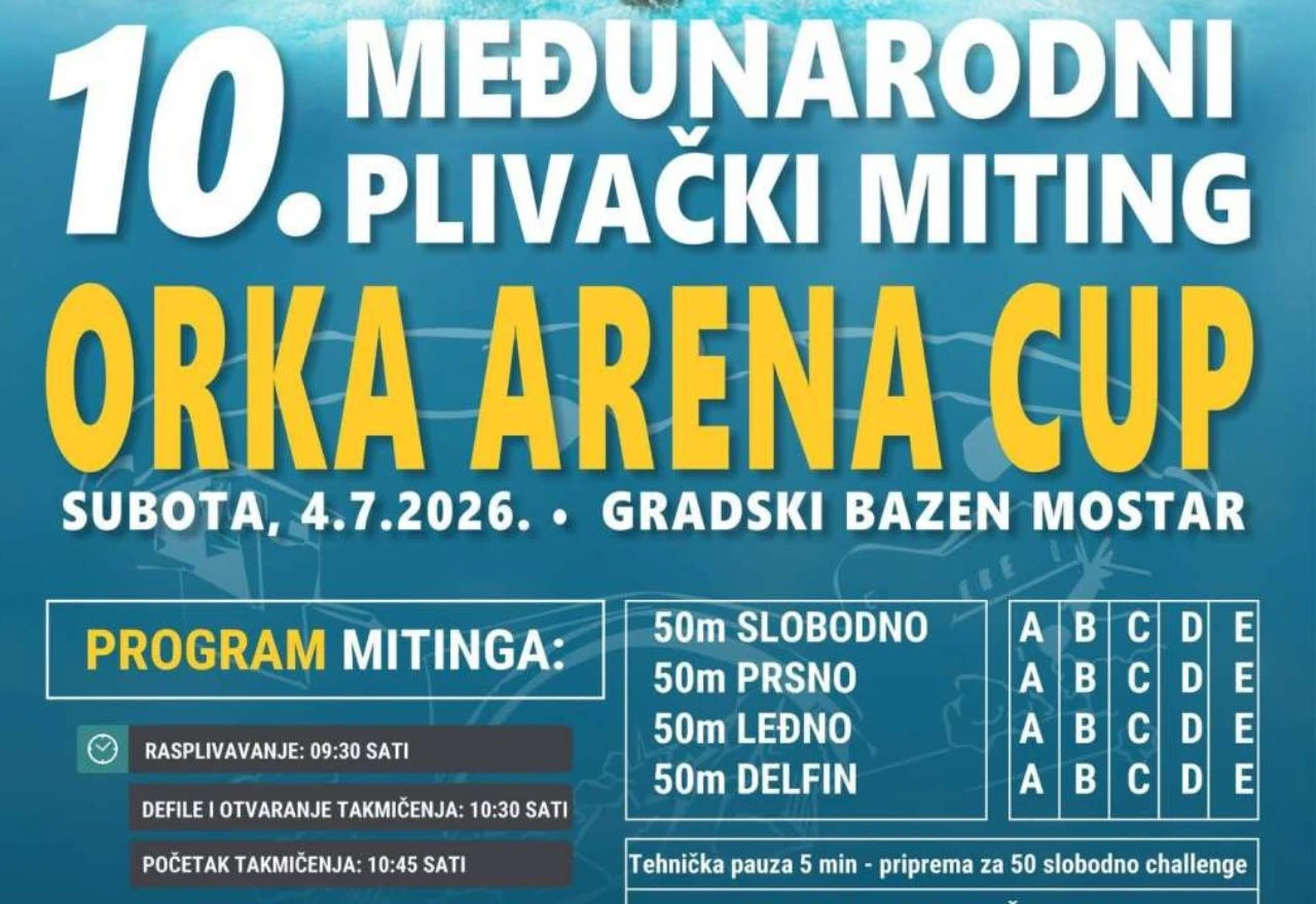 Mostar domaćin plivačkog mitinga Orka - Arena Cup 2026.
