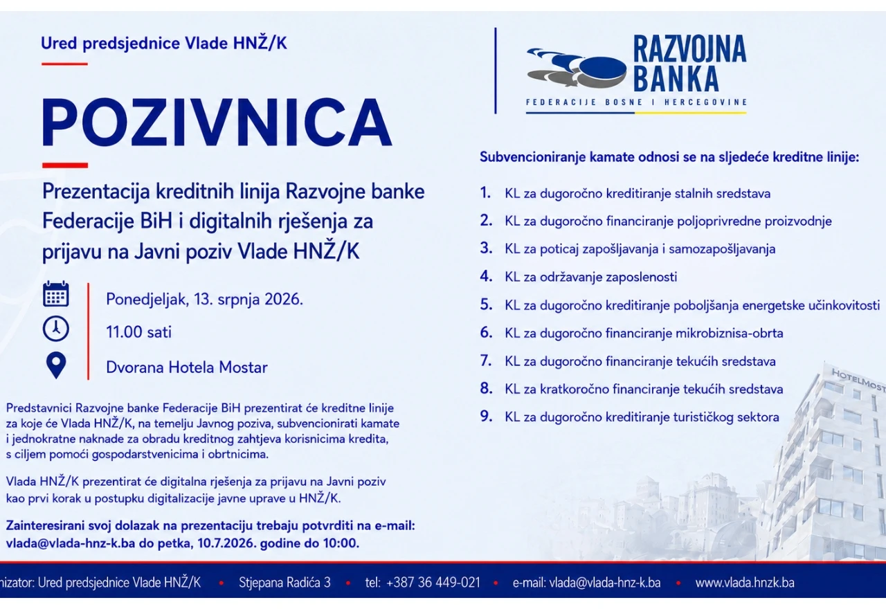 Prezentacija kreditnih linija Razvojne banke Federacije BiH