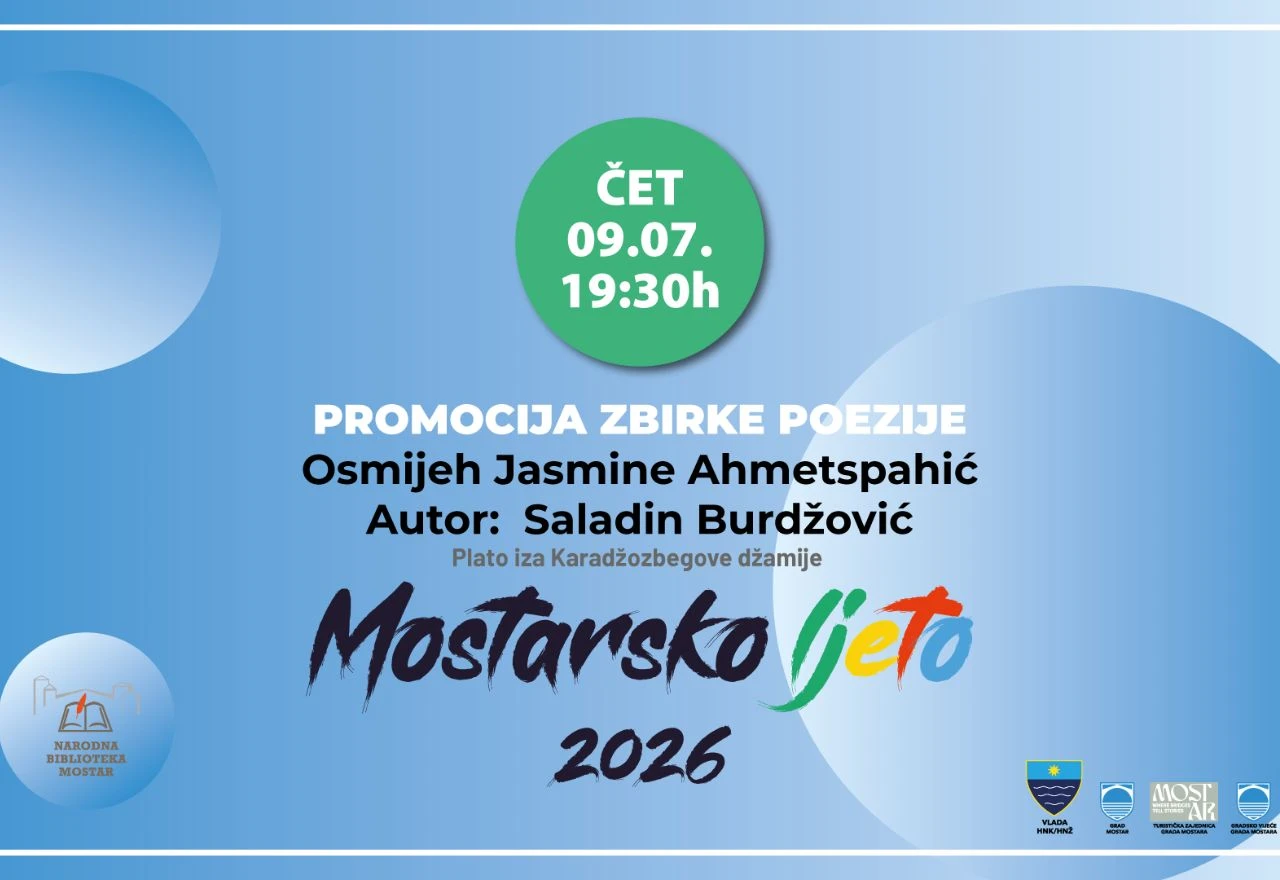 Mostarsko ljeto u četvrtak donosi promociju zbirke Dine Burdžovića