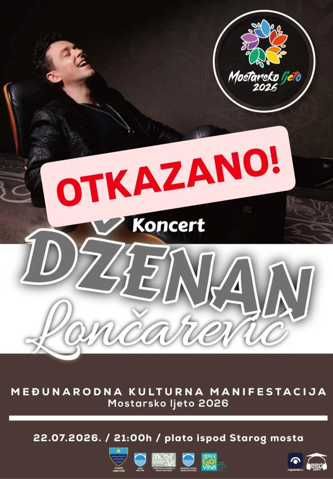 Otkazan koncert Dženana Lončarevića u Mostaru