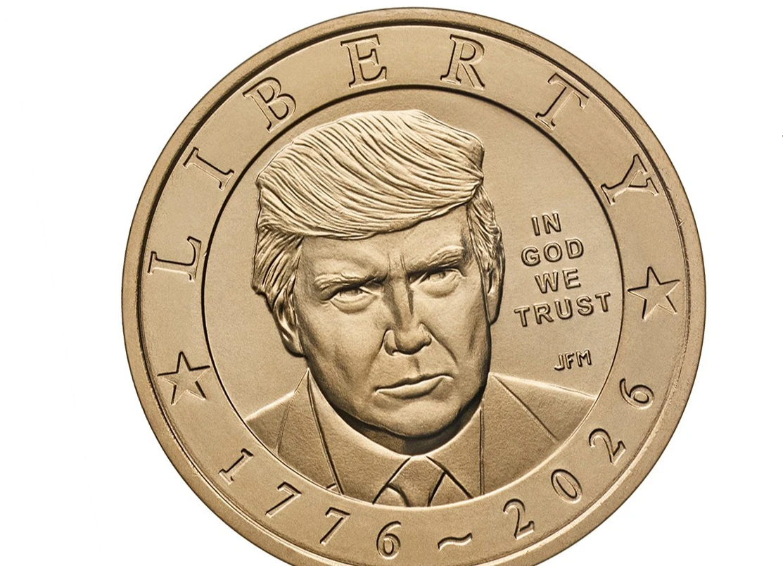 Lik Donalda Trumpa na zlatnom novčiću