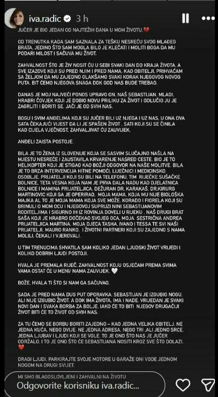 Radić je podijelila iskustvo putem društvenih mreža
