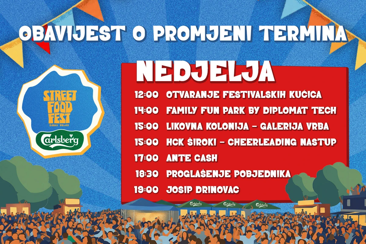 Zbog vremenske prognoze nedjeljni program Carlsberg Street Food Festa počinje ranije