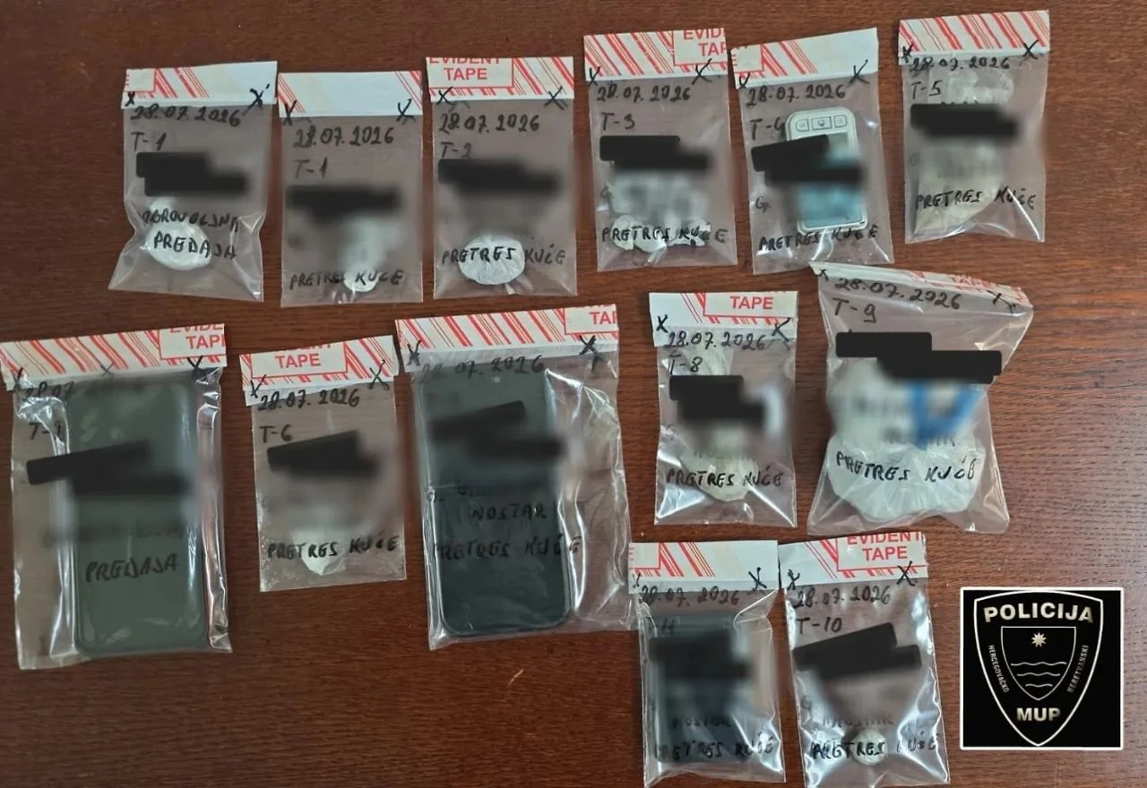 U Mostaru uhićen 31-godišnjak, pronađeni kokain i heroin