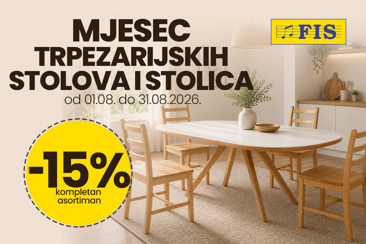 Mjesec trpezarijskih stolova i stolica u FIS centrima