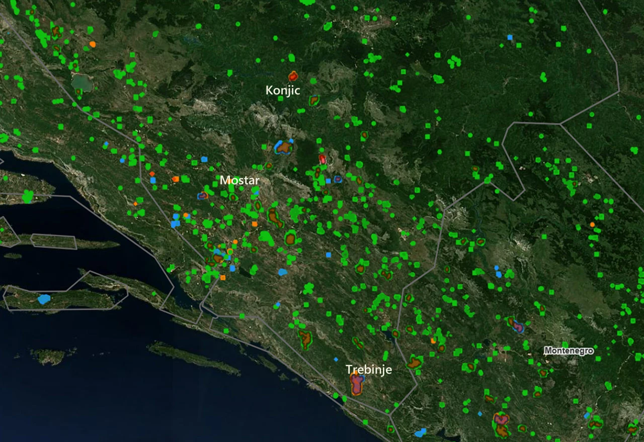 Požari po Hercegovini koje EFFIS registrirao ove sezone