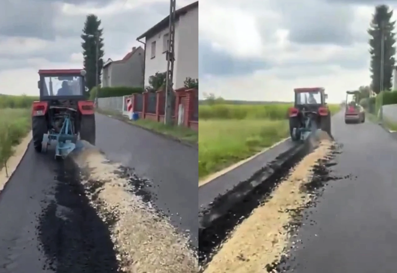VIDEO | Poljoprivrednik preorao svježe asfaltiranu cestu