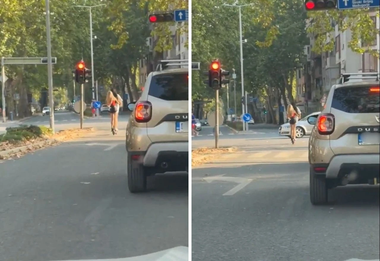 VIDEO | Opasnost na mostarskim cestama: Romobilom kroz crveno