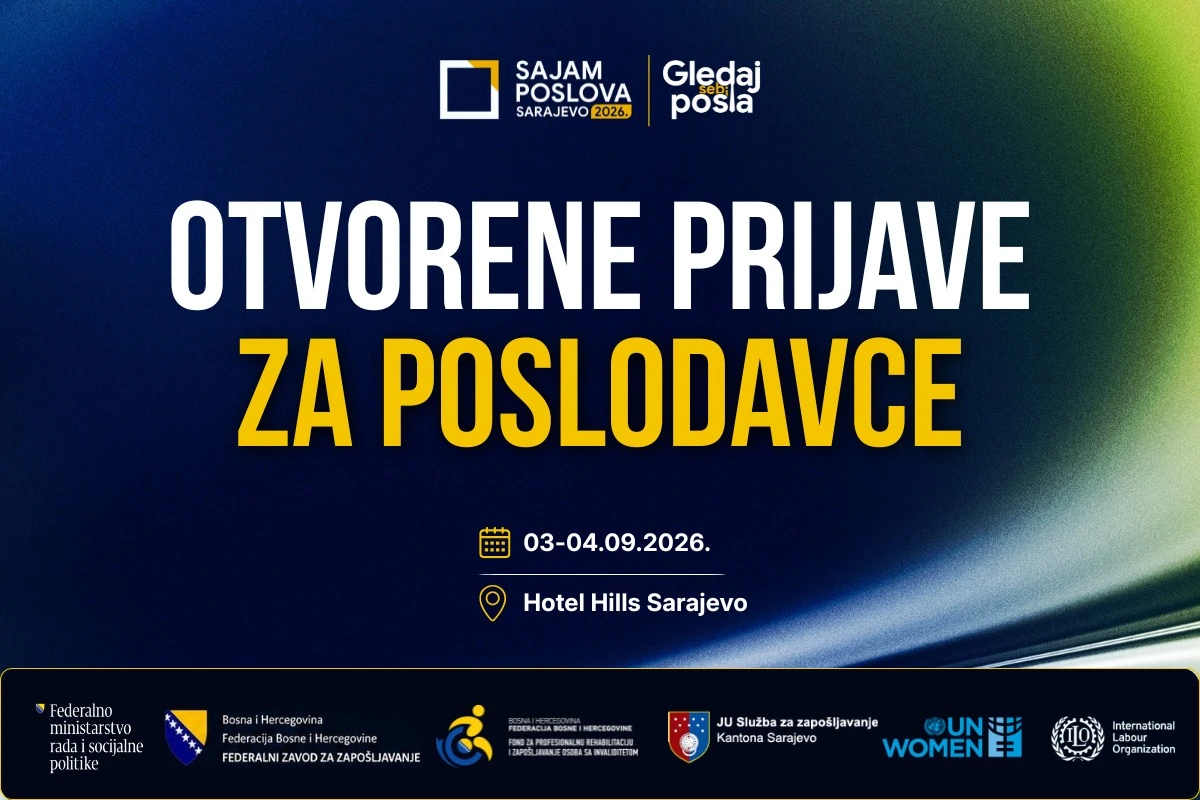 Više od 100 poslodavaca na jednom mjestu: Otvorene prijave za sajam poslova ''Gledaj sebi posla''