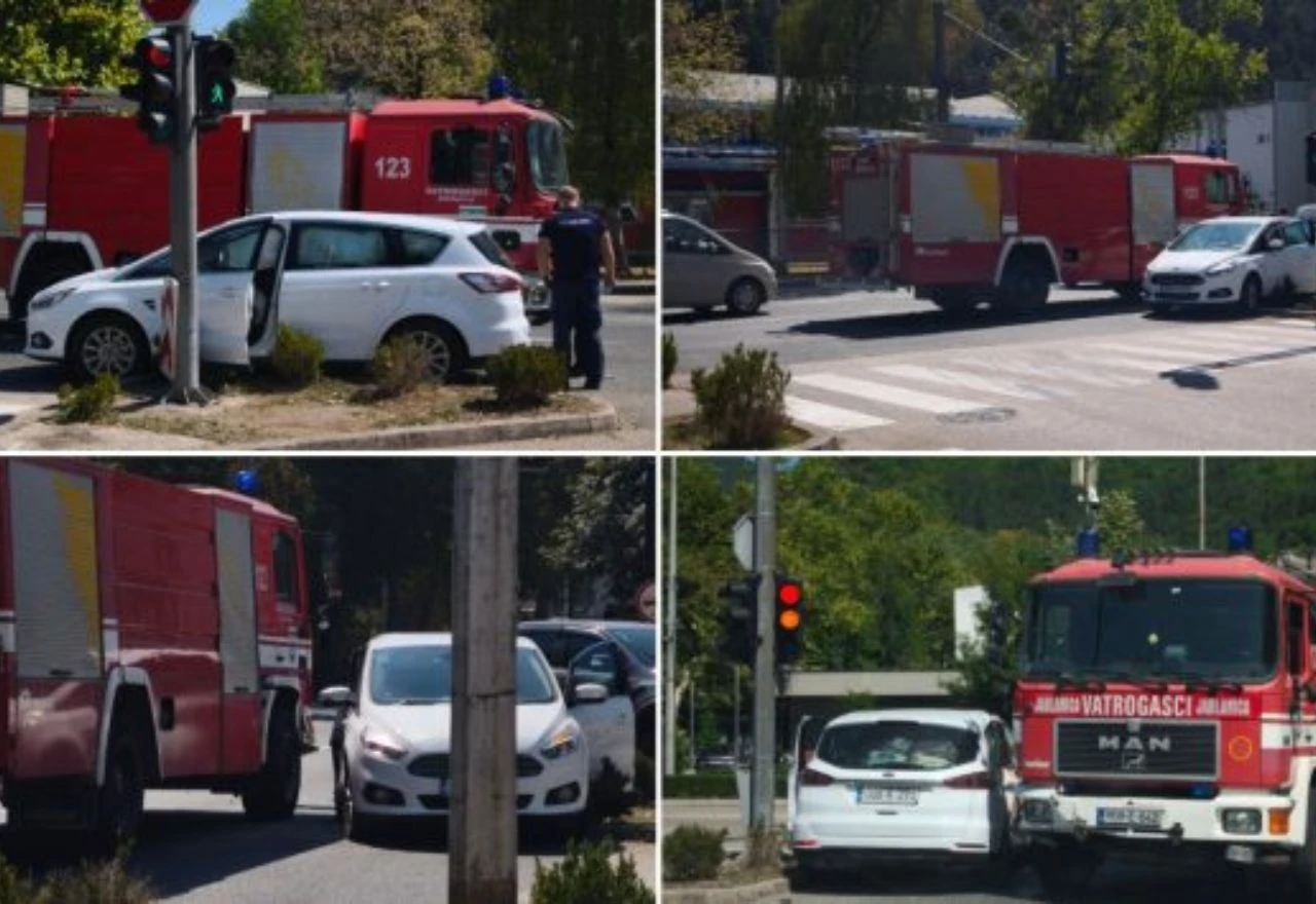 Sudar vatrogasnog vozila i automobila u Jablanici