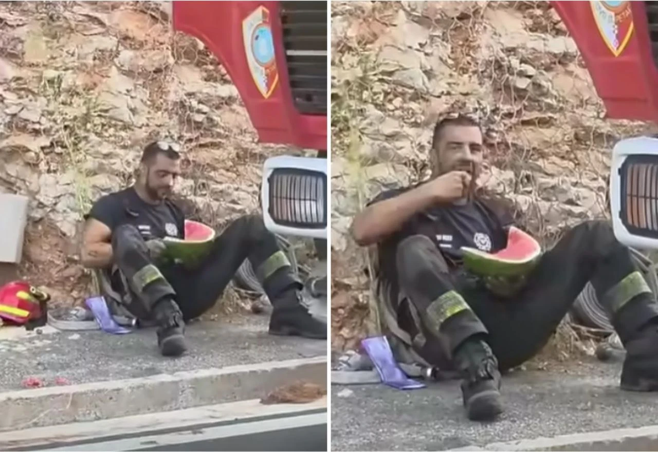 VIDEO | Hrvatski vatrogasac nakon požara otvorio lubenicu i nasmijao svijet
