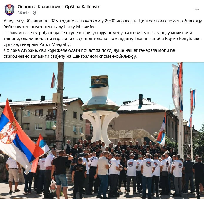U Kalinoviku organiziraju pomen pravomoćno osuđenom Ratku Mladiću