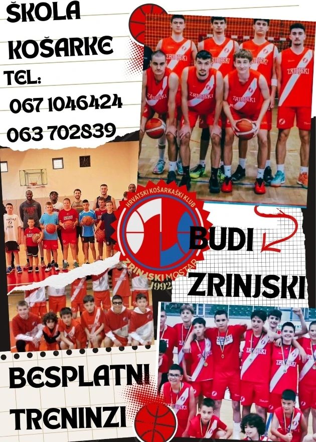 Zrinjski okuplja mlade košarkaše, treninzi besplatni