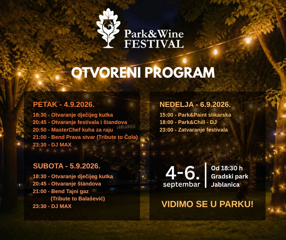 Jablanica postaje središte vrhunskih okusa: Pogledajte što donosi festival ''Park & Wine''