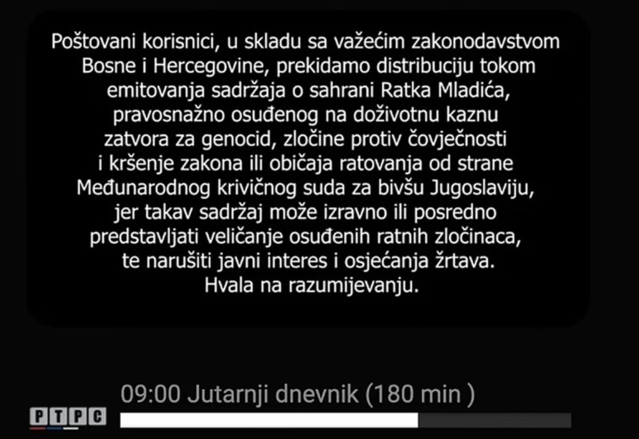 Bh. operateri isključili TV signal zbog prijenosa Mladićevog sprovoda
