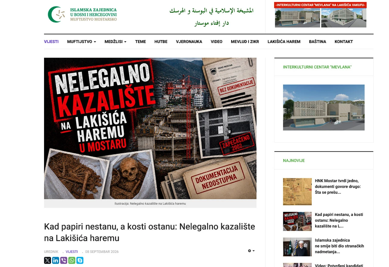 HNK Mostar tvrdi da fotomontaže Muftijstva stvaraju lažnu sliku o gradilištu