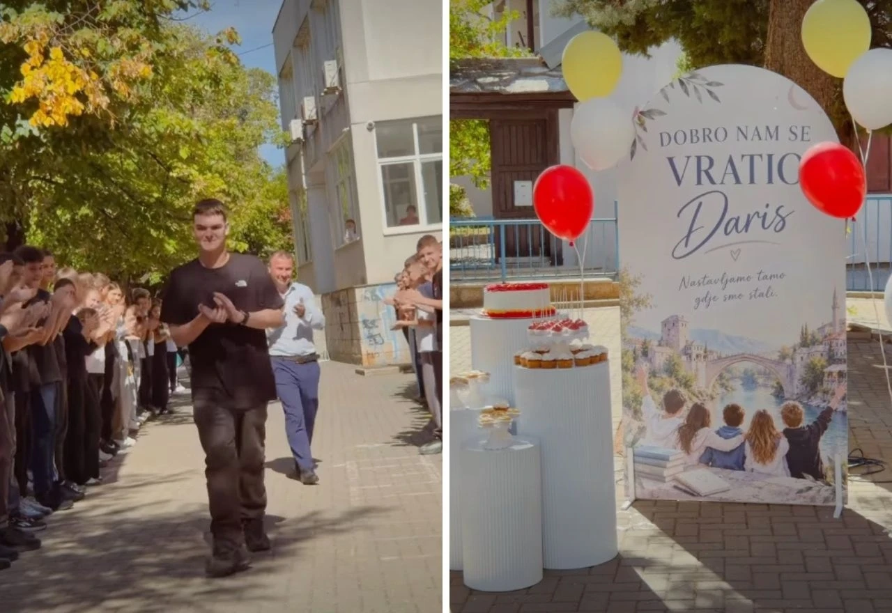 VIDEO | Mostarska škola pripremila doček za Darisa: "Dobro nam se vratio"
