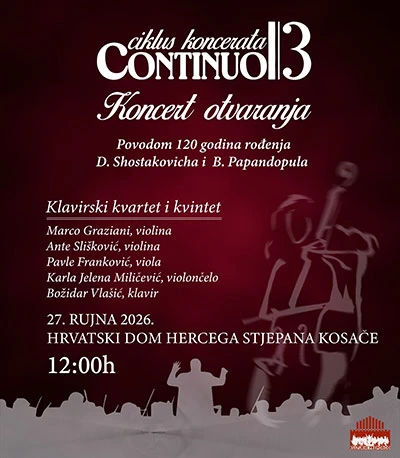Ciklus "Continuo" otvara treću sezonu koncertom u Kosači