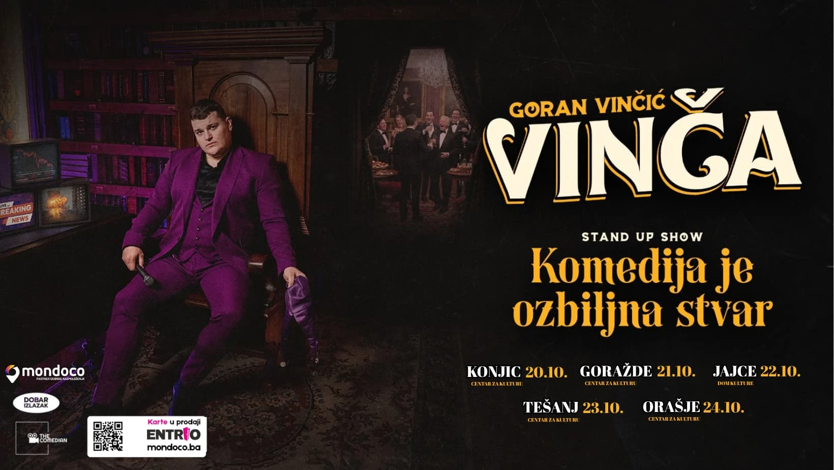 Vinča u listopadu stiže u bh. gradove sa stand-up spektaklom ''Komedija je ozbiljna stvar''