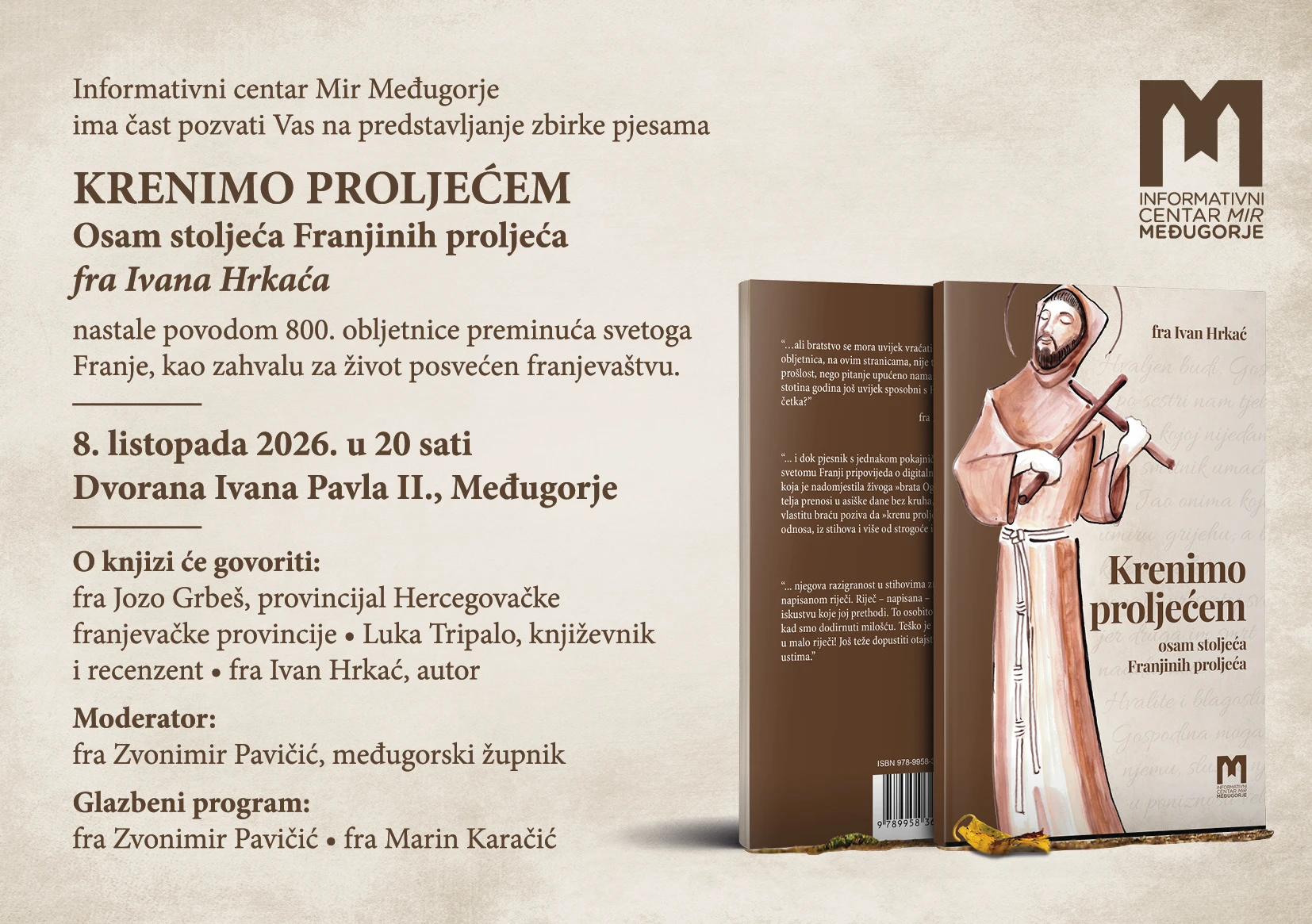 U Međugorju predstavljanje zbirke fra Ivana Hrkaća "Krenimo proljećem"
