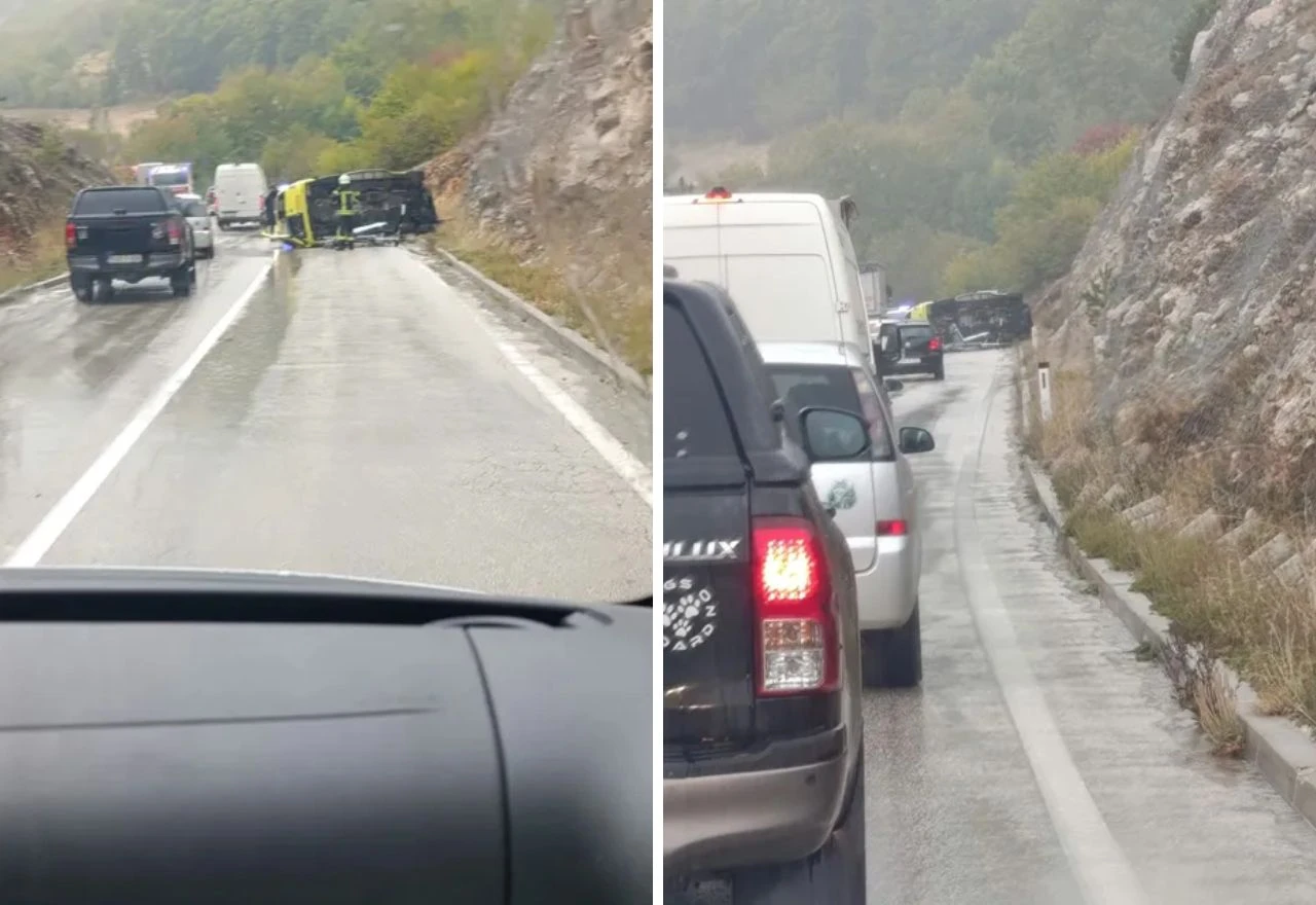 Prometna nesreća u Šujici: Vozilo se prevrnulo na bok, promet usporen