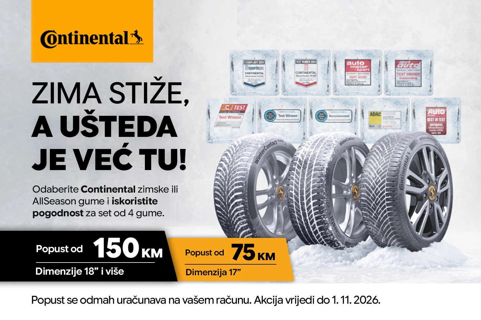 Gume koje pobjeđuju na testovima sada su do 150 KM jeftinije