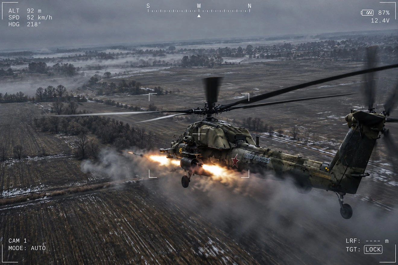 Ukrajinski FPV dron pogodio ruski Mi-28NM u letu: Objavljena snimka udara na borbeni helikopter
