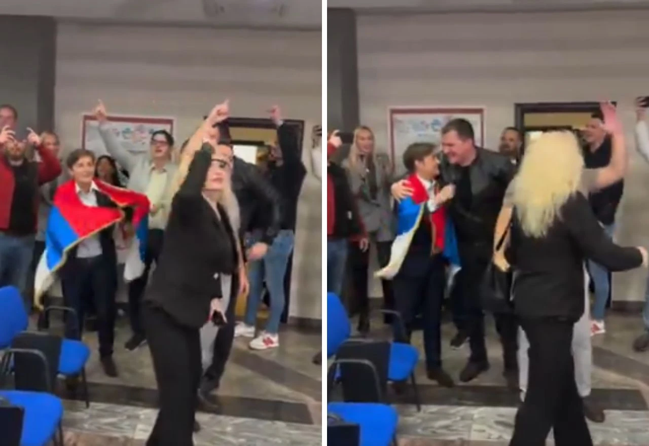 VIDEO | Plavuša u plesnom zanosu u Vučićevom stožeru