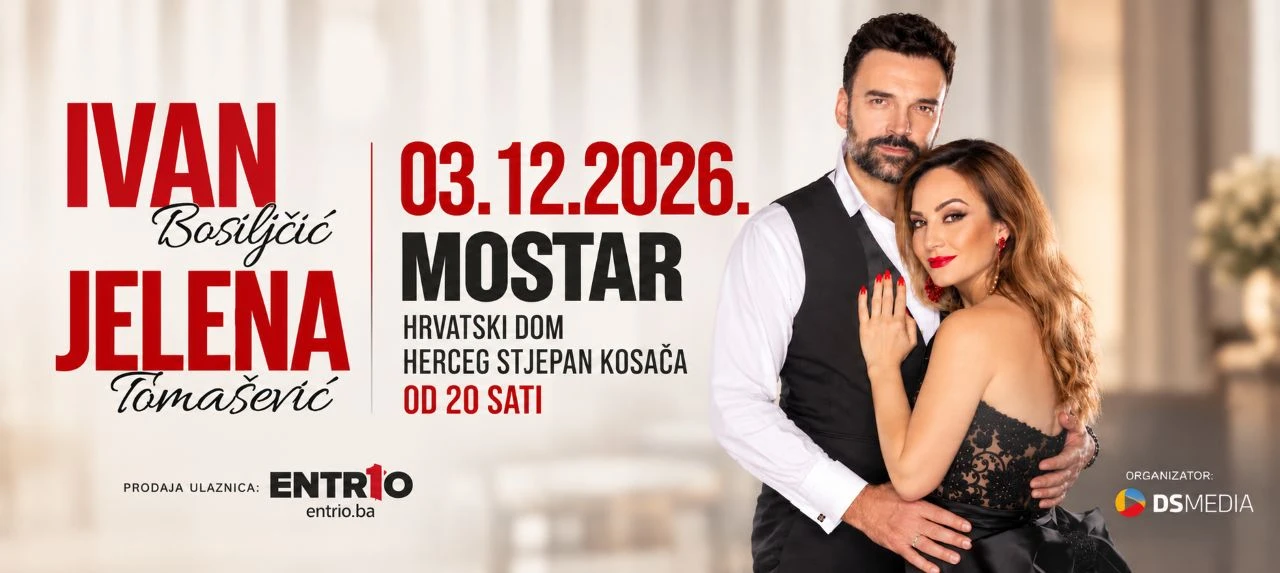 Prvi put zajedno u Mostaru: Jelena Tomašević i Ivan Bosiljčić donose večer glazbe, poezije i emocija