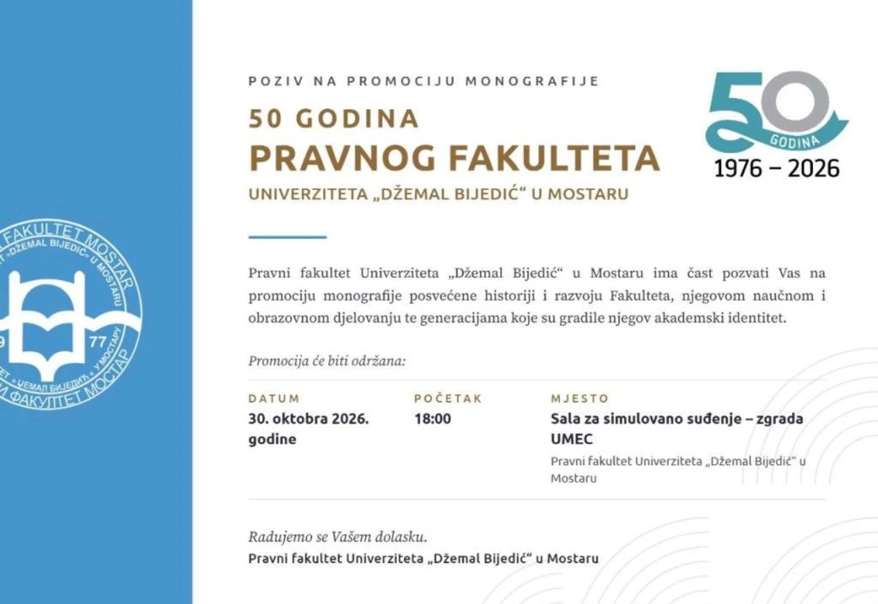 Promocija monografije povodom 50 godina Pravnog fakulteta Univerziteta 'Džemal Bijedić'