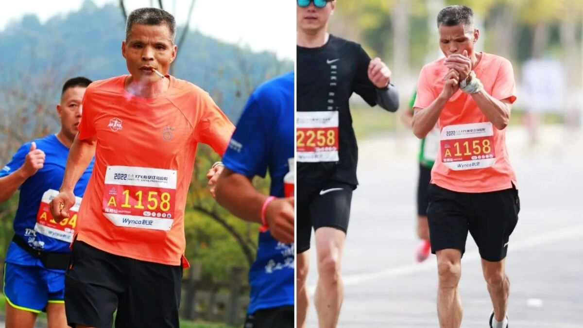 Kineski maratonac snimljen kako puši tijekom trčanja