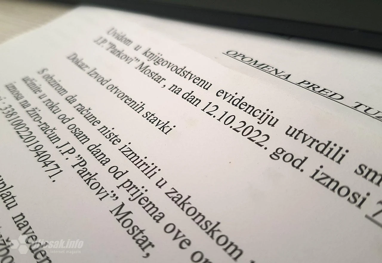 Opomena pred tužbu mostarskih Parkova - opravdano ili ne?