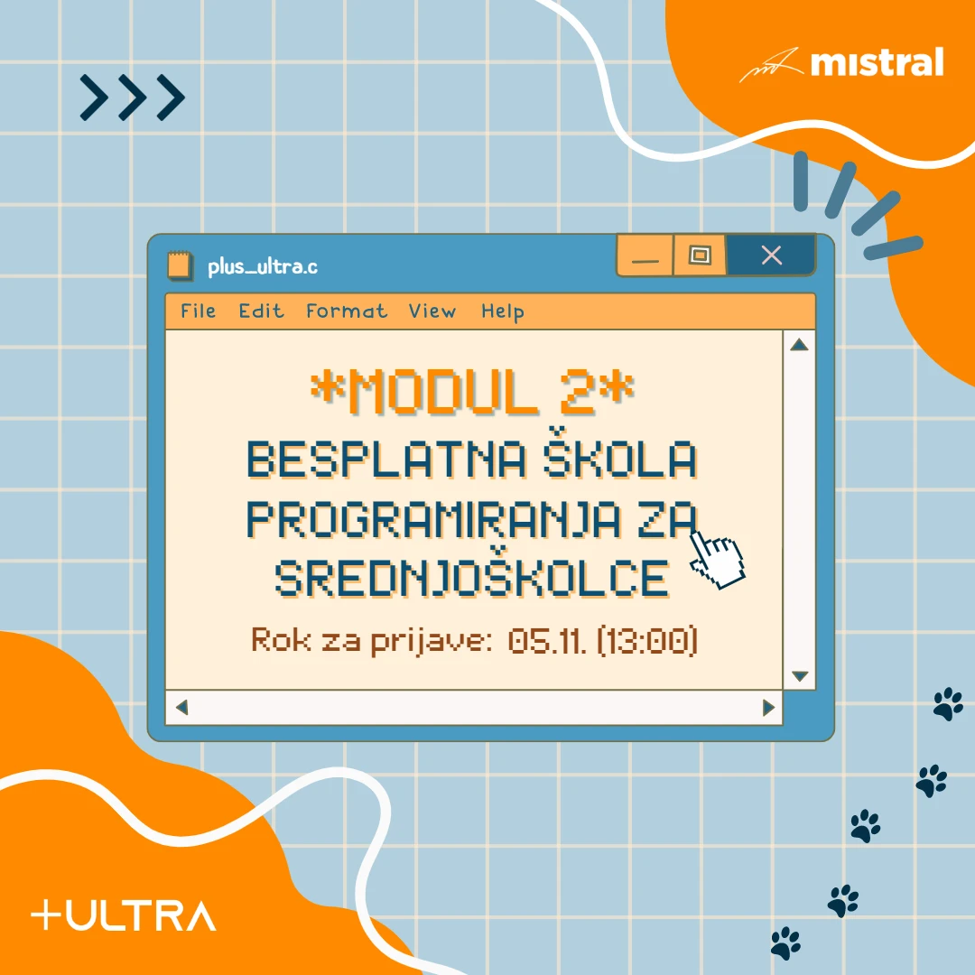 Javni poziv za prijavu na II modul Škole programiranja Plus Ultra