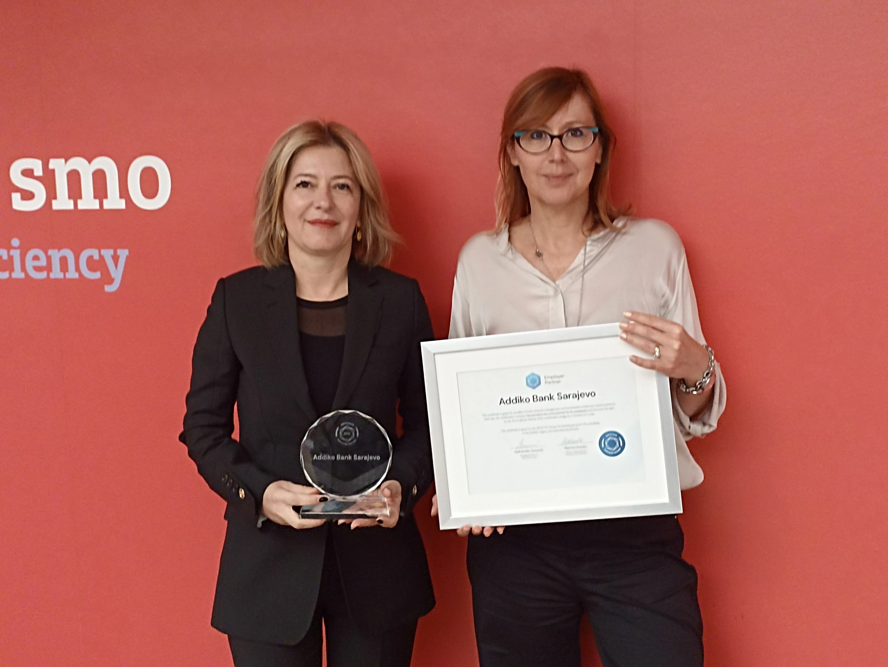 Addiko Bank Sarajevo ponovno nosi certifikat Poslodavac Partner