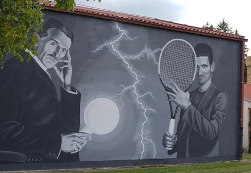 Đoković i Tesla na istom muralu u BiH