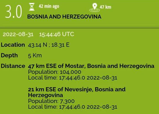 Novi potres u Hercegovini