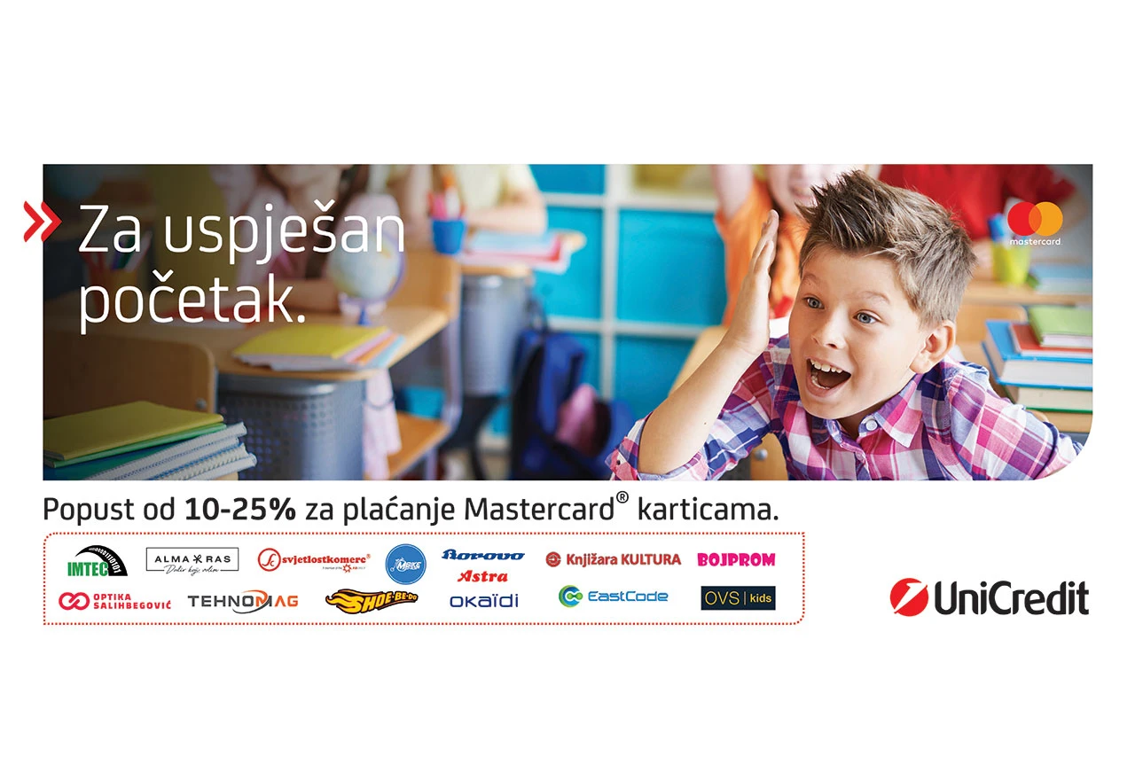 UniCredit u BiH i partneri osigurali popuste za uspješan početak školske godine