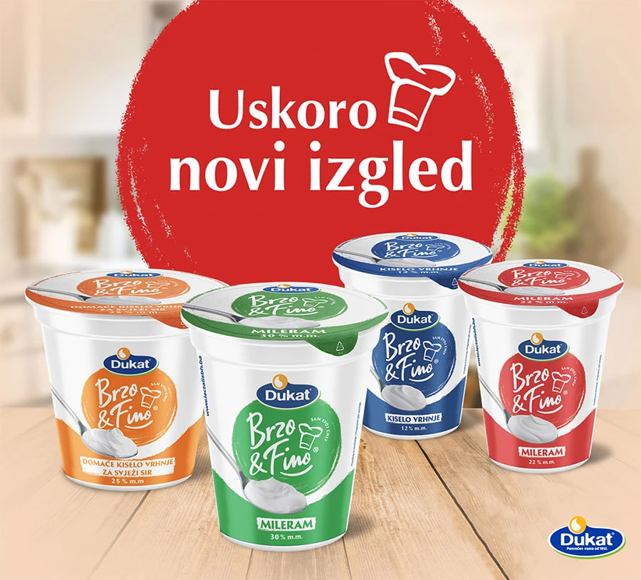 Dukat Brzo & Fino kiselo vrhnje i Mileram uskoro stižu u novom dizajnu
