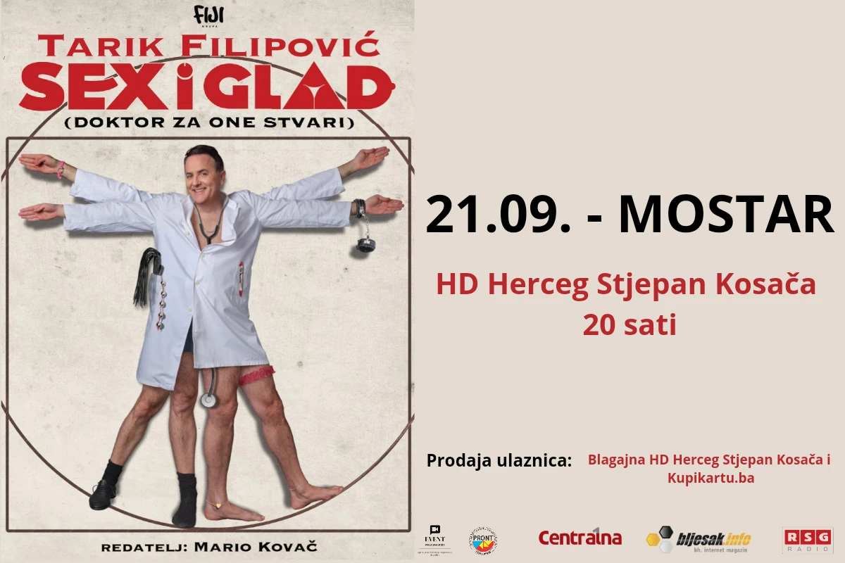 Tarik Filipović kao doktor za one stvari: U Mostar stiže predstava ''Sex i glad''