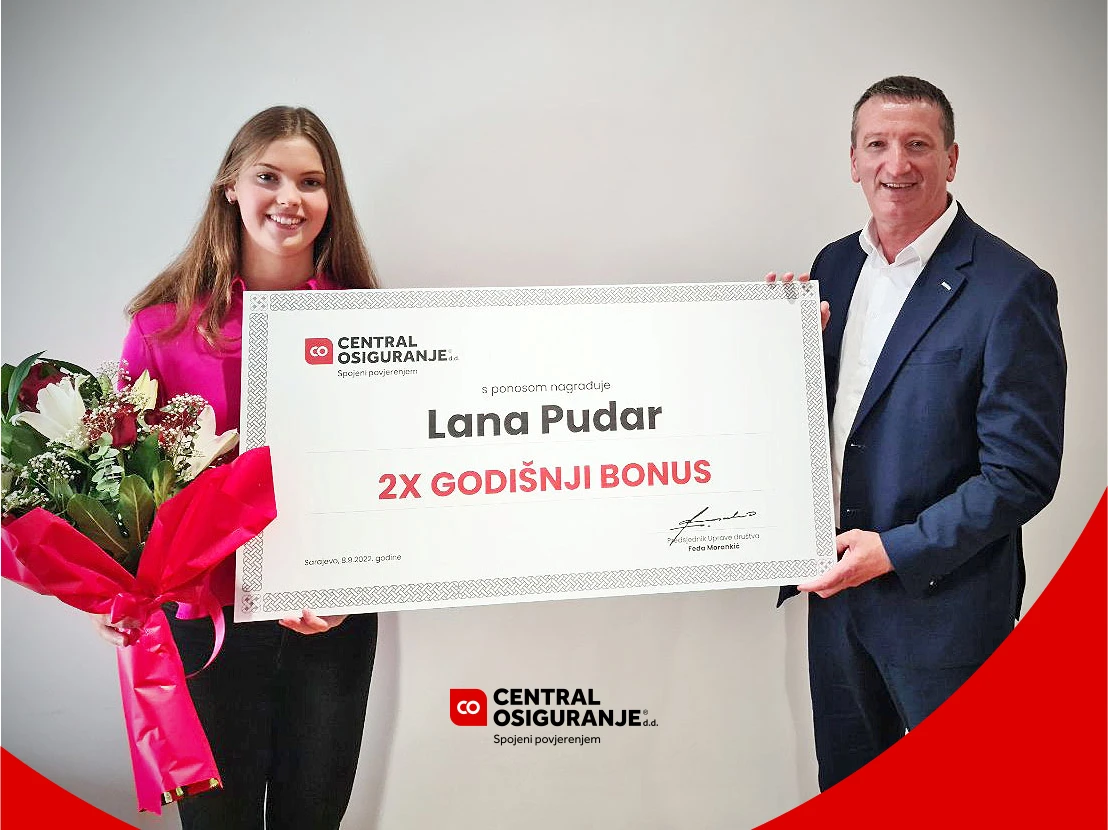 Central osiguranje: Uručen bonus Lani Pudar