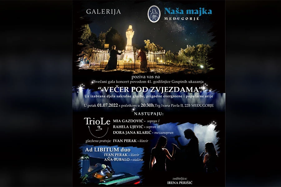 Svečani gala koncert povodom 41. obljetnice Gospinih ukazanja u Galeriji Naša majka