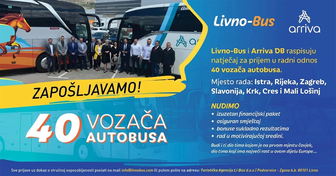 Livno- Bus i Arriva DB zapošljavaju 40 vozača autobusa